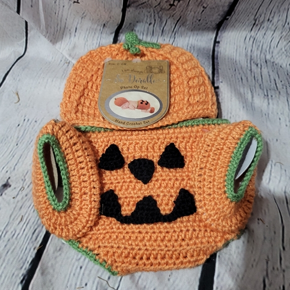Handmade Crochet Pumpkin Baby Set - Picture 1 of 6
